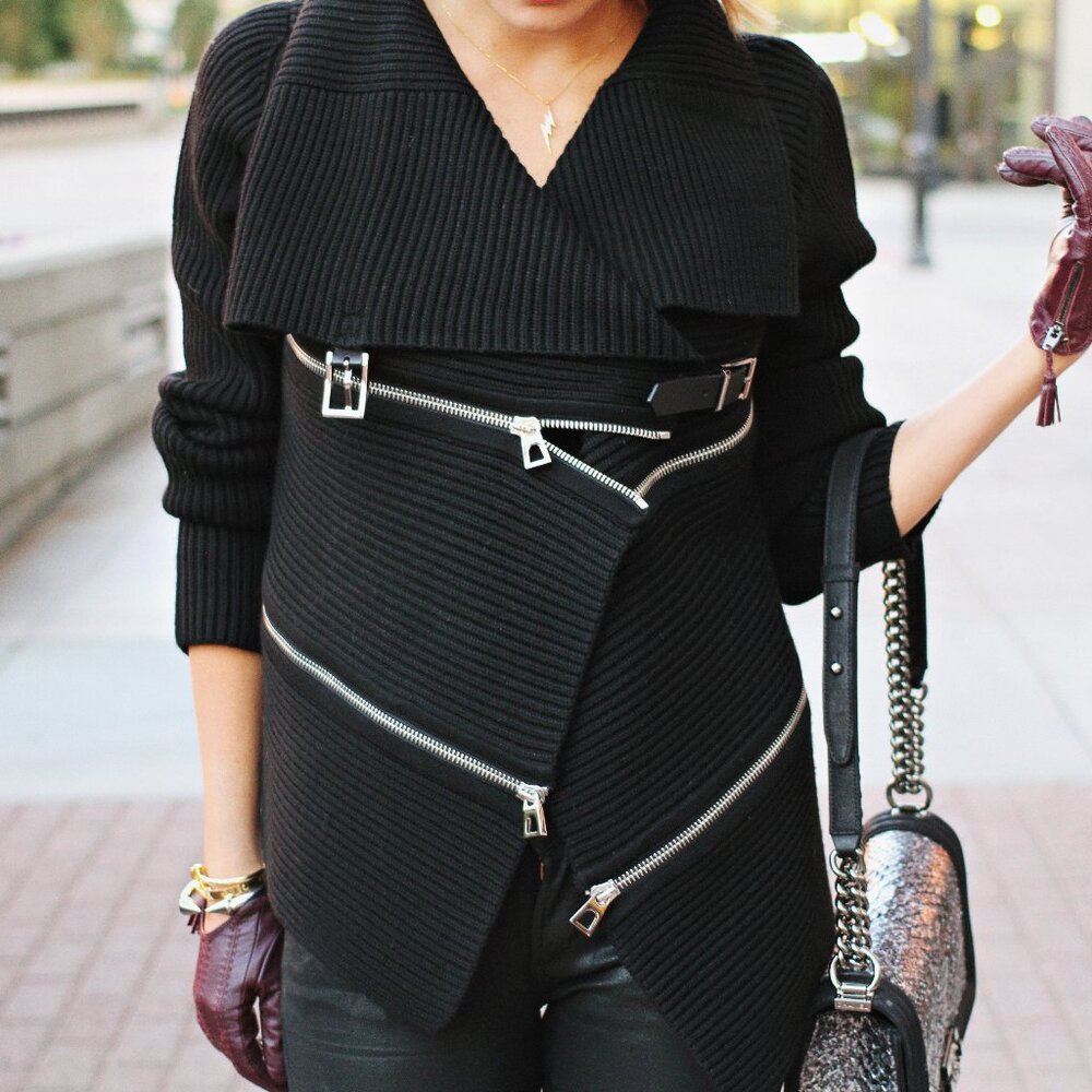 BARBARA BUI Black Zipper Cardigan - SMALL